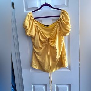 Shein Curve, yellow baby doll top with long bow (not tied in pic)
